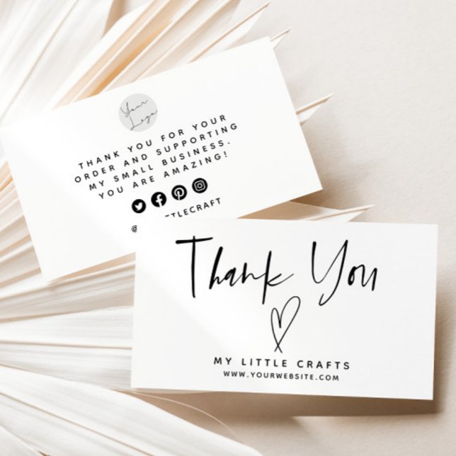 Minimalist Thank You Heart Small Business Card (Creator Uploaded)