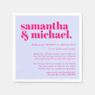 Minimalist Thank You left Lilac Pink name Napkins