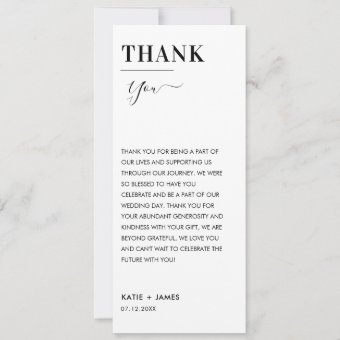 Minimalist Thank You Menu Wedding Rehearsal Dinner Invitation | Zazzle