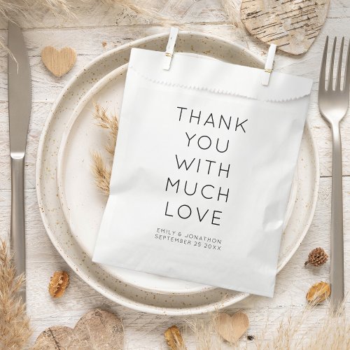 Minimalist Thank You Names Date Wedding Favor Bag