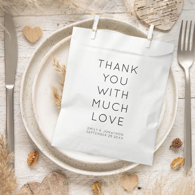 Minimalist Thank You Names Date Wedding Favor Bag (Creator Uploaded)