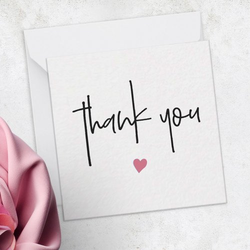Minimalist Thank You Pink Heart Compact Note Card