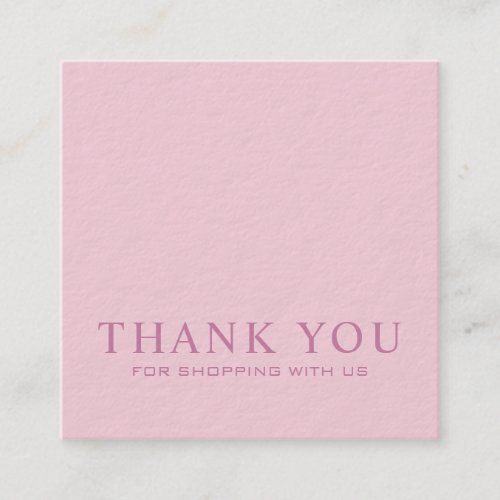 Minimalist Thank You Pink Square Business Card