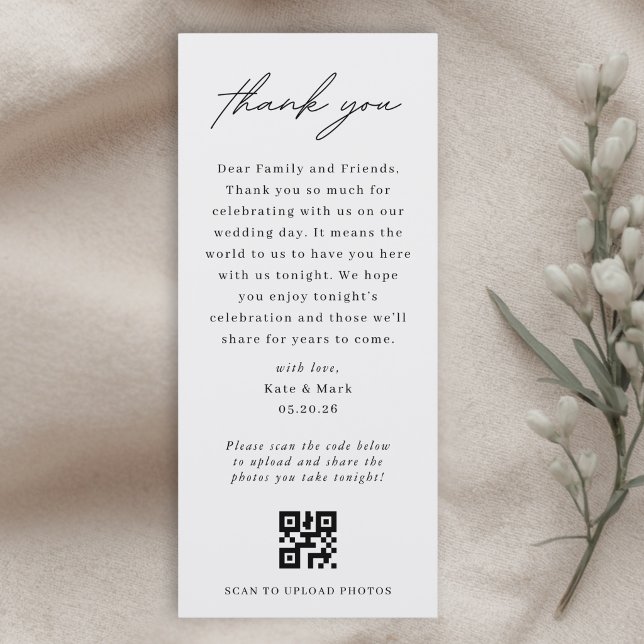 Minimalist Thank You Place Card with QR Code (Creator Uploaded)