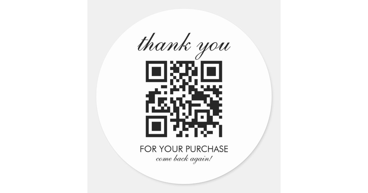 Thank You In Code Minimalist Thank You QR Code Script Classic Round Sticker | Zazzle