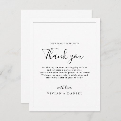 Minimalist Thank You Reception Card | Zazzle