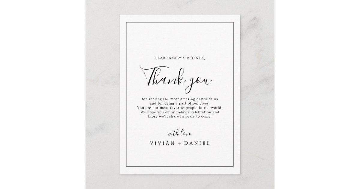 Minimalist Thank You Reception Card | Zazzle