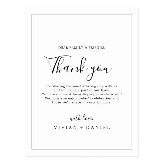 Minimalist Thank You Reception Card | Zazzle.com