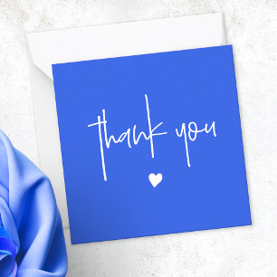 Minimalist Thank You Royal Blue Heart Compact Note Card