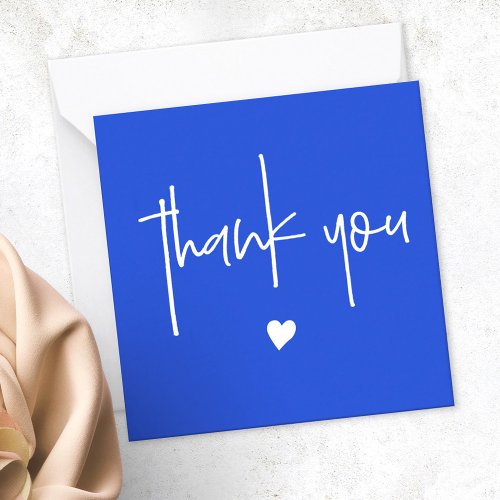 Minimalist Thank You Royal Blue Heart Compact Note Card