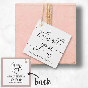 Minimalist Thank You Script Custom Logo Socials Favor Tags