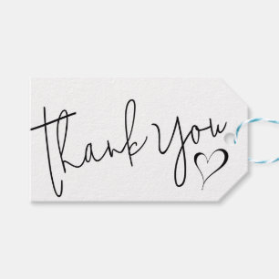 Minimalist Thank You Script Heart QR CODE Gift Tags