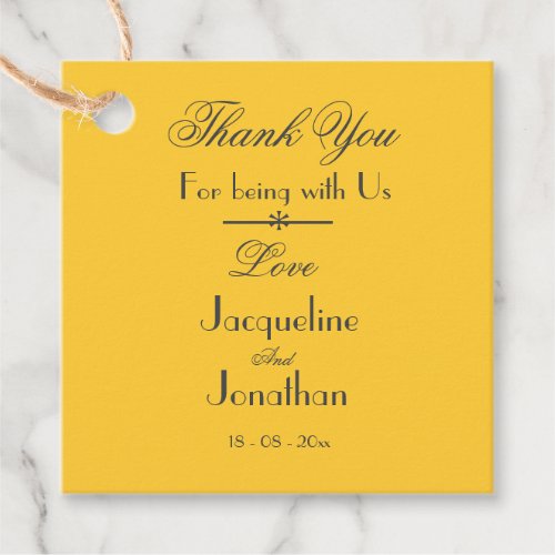  Minimalist Thank You Script Modern Warm Yellow Favor Tags