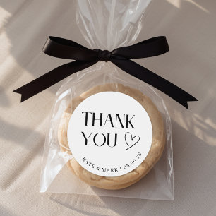 Minimalist Thank You Wedding Favor Classic Round Sticker