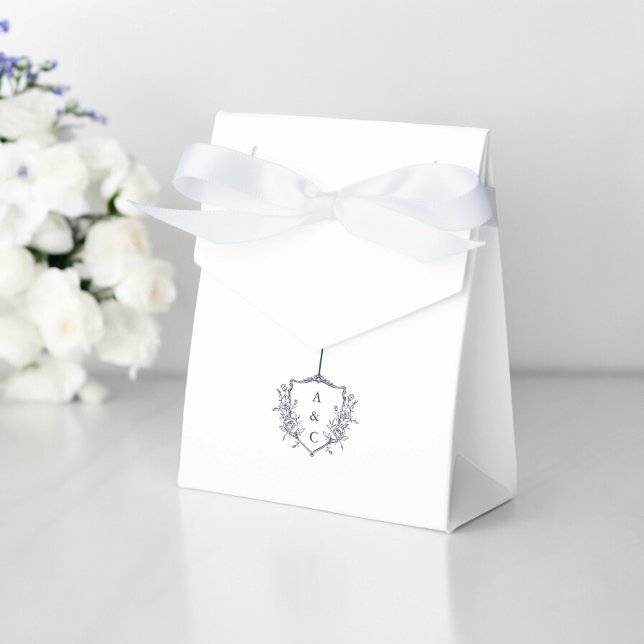 Minimalist Thank You Wedding Navy Blue  text Favor Boxes (wedding thank you favor box , with with navy , modern crested monogram , )