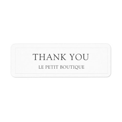 Minimalist Thank You White Business Label