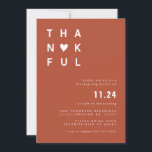 Minimalist Thankful Terracotta Thanksgiving Dinner Invitation<br><div class="desc">Can be fully customized to suit your needs.
© Gorjo Designs. Made for you via the Zazzle platform. 

// Need help customizing your design? Got other ideas? Feel free to contact me (Zoe) directly.</div>