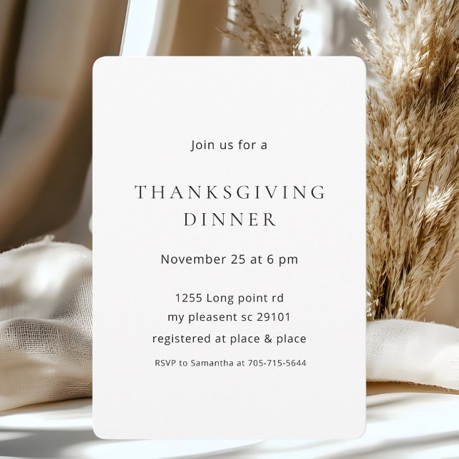Minimalist Thanksgiving Dinner Modern Invitation (Creator Uploaded)