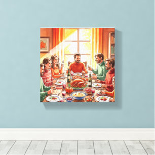 Minimalist Thanksgiving Dinner Wall Art – Modern A