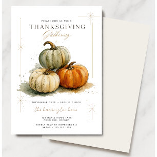 Minimalist Thanksgiving Gathering Pumpkin Invitation