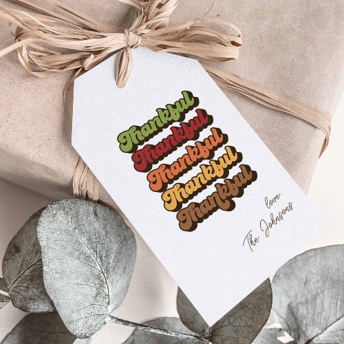 Minimalist Thanksgiving Groovy Thankful Retro Gift Tags