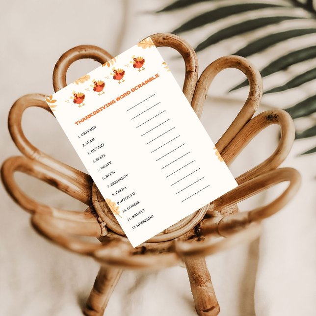 Minimalist Thanksgiving scramble word game card (Creator Uploaded)