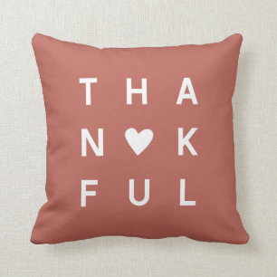 Minimalist Thanksgiving Thankful Home Decor Copper Throw Pillow