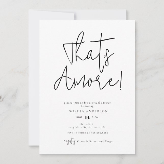 Minimalist That's Amore! Bridal Shower  Invitation (Front)