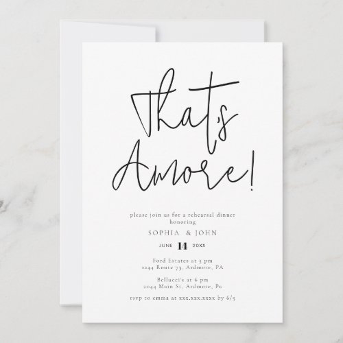 Minimalist Thats Amore Rehearsal Dinner Invitation