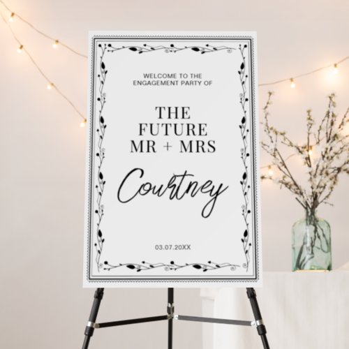 Minimalist The Future Mr and Mrs Engagement Party Foam Board