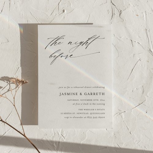 Minimalist The Night Before Rehearsal Dinner Invitation