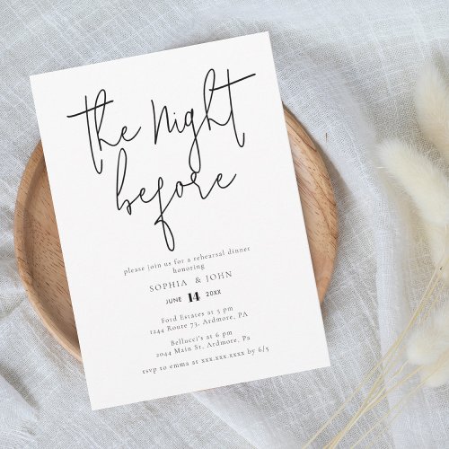 Minimalist The Night Before Rehearsal Dinner  Invitation