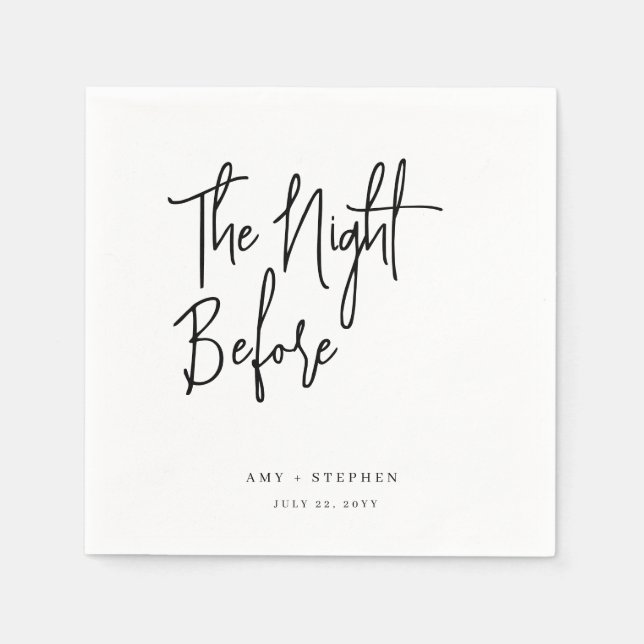 Minimalist the Night Before Rehearsal Dinner Napkins (Front)