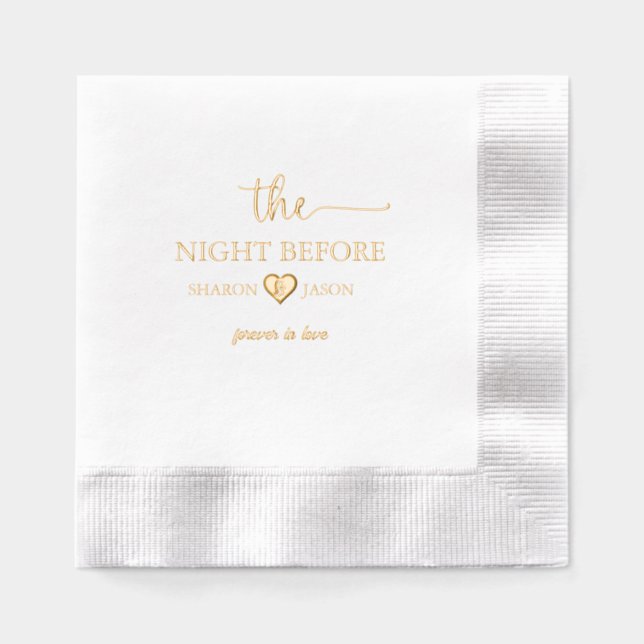 Minimalist The Night Before wedding Foil Napkins (Front)