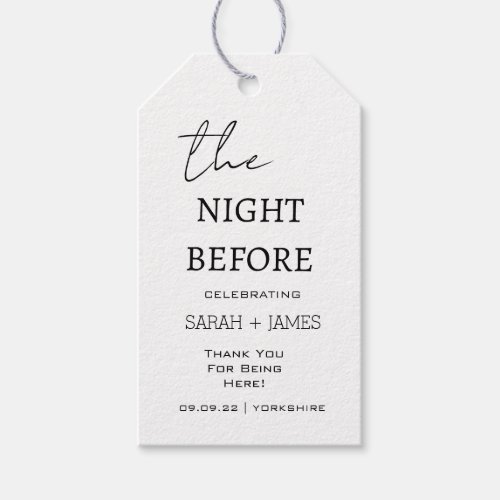 Minimalist The Night Before Wedding Thank You  Gift Tags