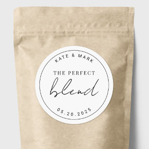 Minimalist The Perfect Blend Wedding Coffee Favor Classic Round Sticker