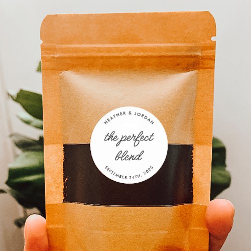 Minimalist The Perfect Blend Wedding Coffee Favors Classic Round Sticker