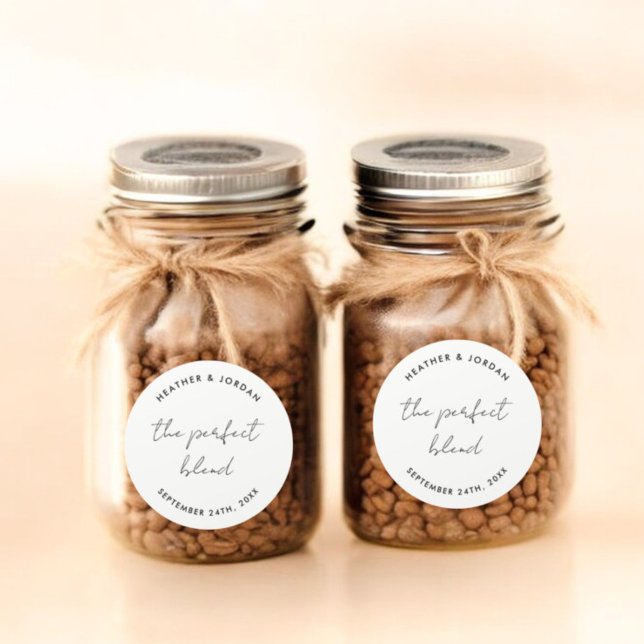 Minimalist The Perfect Blend Wedding Favor Classic Round Sticker (Creator Uploaded)
