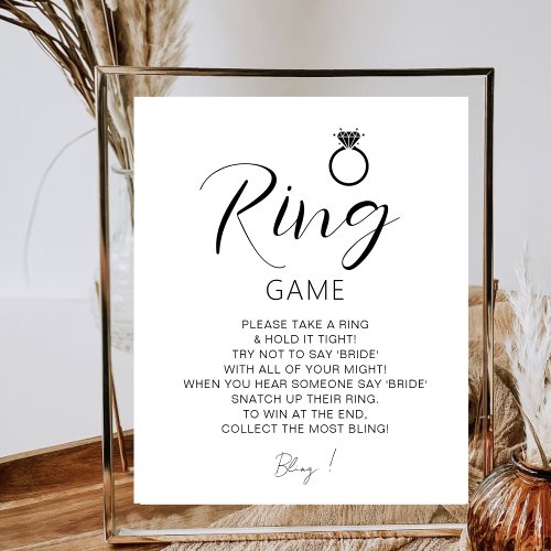 Minimalist The Ring Game Bridal Shower Game Poster
