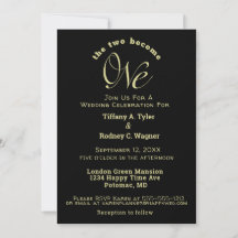 Minimalist The Two Become One Black & Gold Wedding