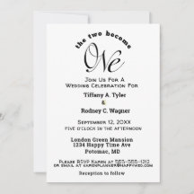 Minimalist The Two Become One White Wedding