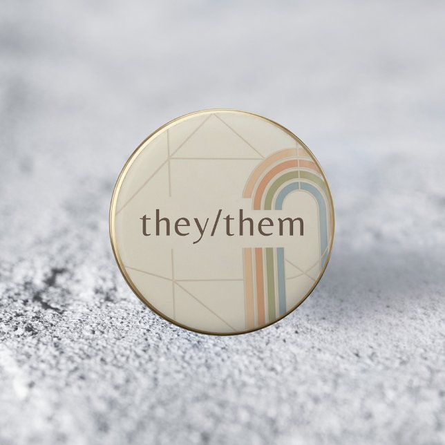 Minimalist They/Them Pronoun LGBTQ Pride Pin (Creator Uploaded)