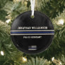 Minimalist Thin Blue Line Police Officer Custom Glass Ornament