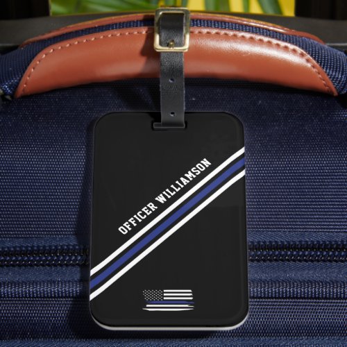 Minimalist Thin Blue Line Police Officer Custom Luggage Tag