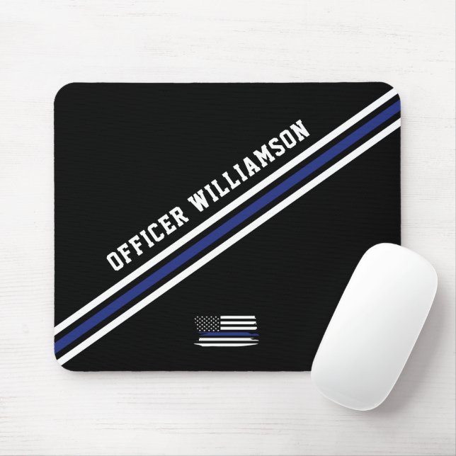 Minimalist Thin Blue Line Police Officer Custom Mouse Pad (With Mouse)