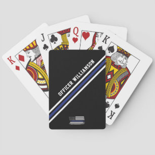 Minimalist Thin Blue Line Police Officer Custom Poker Cards