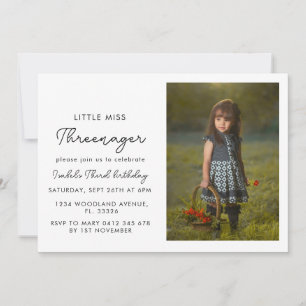 Minimalist Third Birthday Invitation 3rd Birthday