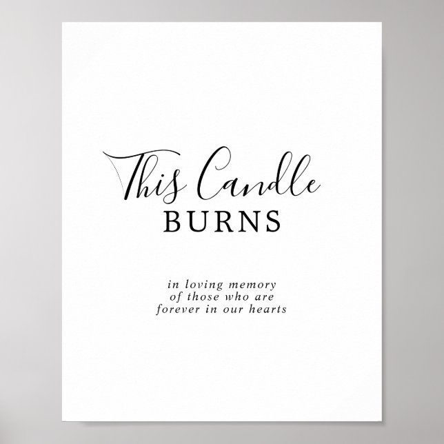 Minimalist This Candle Burns Wedding Memorial Sign (Front)