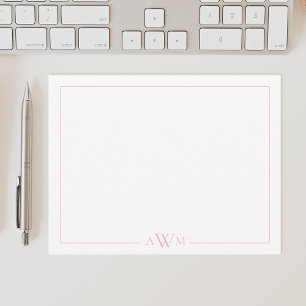 Minimalist Three Letter Monogram Border Note Card