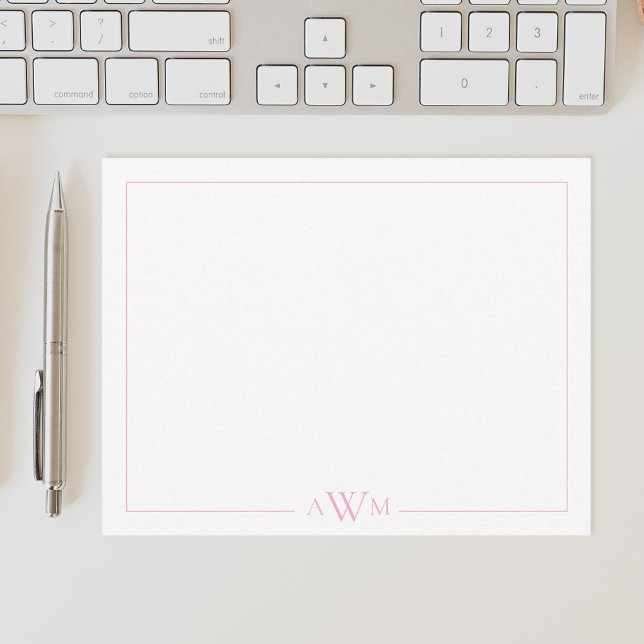 Minimalist Three Letter Monogram Border Note Card (Creator Uploaded)